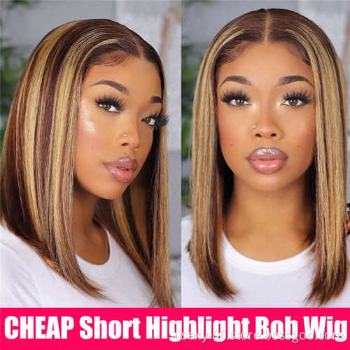 Usexy Ombre Human Hair Wigs,8-16inch Honey Blonde Highlight Bob Wigs Human Hair Lace Front wig,Virgin Hair Wigs For Black Women